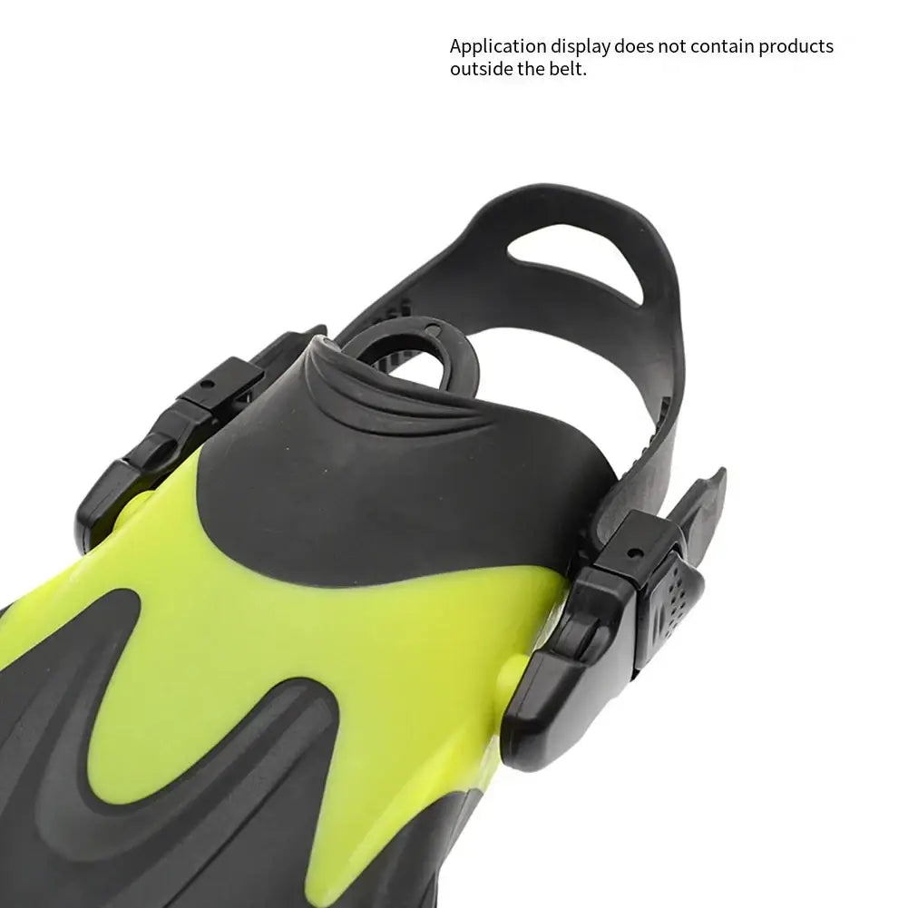 Vibrant lime green and black silicone diving flippers with adjustable fin strap in tpr material and quick release closure