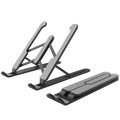 Adjustable foldable black and gray laptop stand with sleek minimalist design for ergonomic workspace setup
