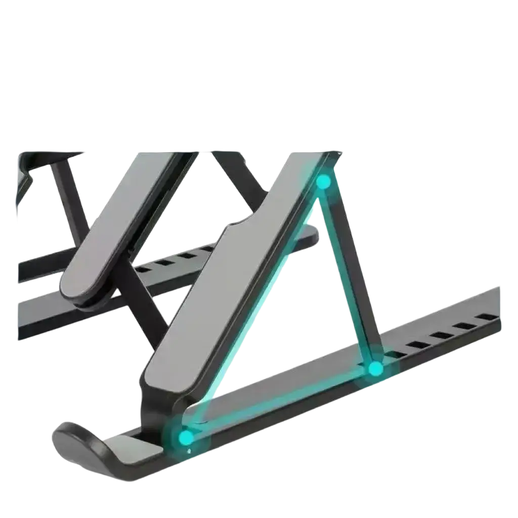Adjustable foldable laptop stand in black and gray with sleek minimalist design for ergonomic laptop use