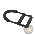 Adjustable hand grip strengthener forearm exerciser with black rubber-coated spring and red stitching accents