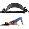 Adjustable hip thrust weight bearing belt made of black fabric with adjustable straps and metal buckles for secure fit