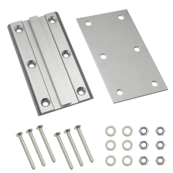Stainless steel hinge assembly with matching mounting plate and hardware for adjustable laptop table leg aluminum rv
