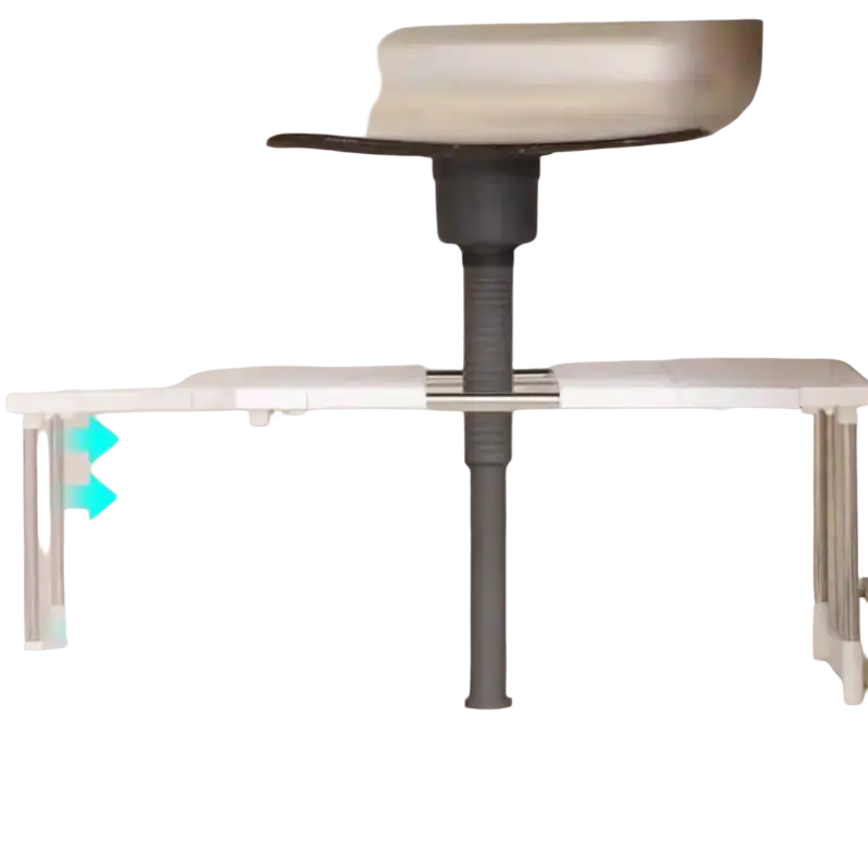 Silver metallic adjustable layered partition rack and telescopic sink holder with retractable design 54-75cm under sink