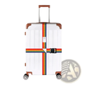 Adjustable heavy duty luggage strap with rainbow stripes and black buckle designed for 18-34 inch suitcases
