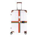 Adjustable heavy duty luggage strap with rainbow stripes and black buckle designed for 18-34 inch suitcases