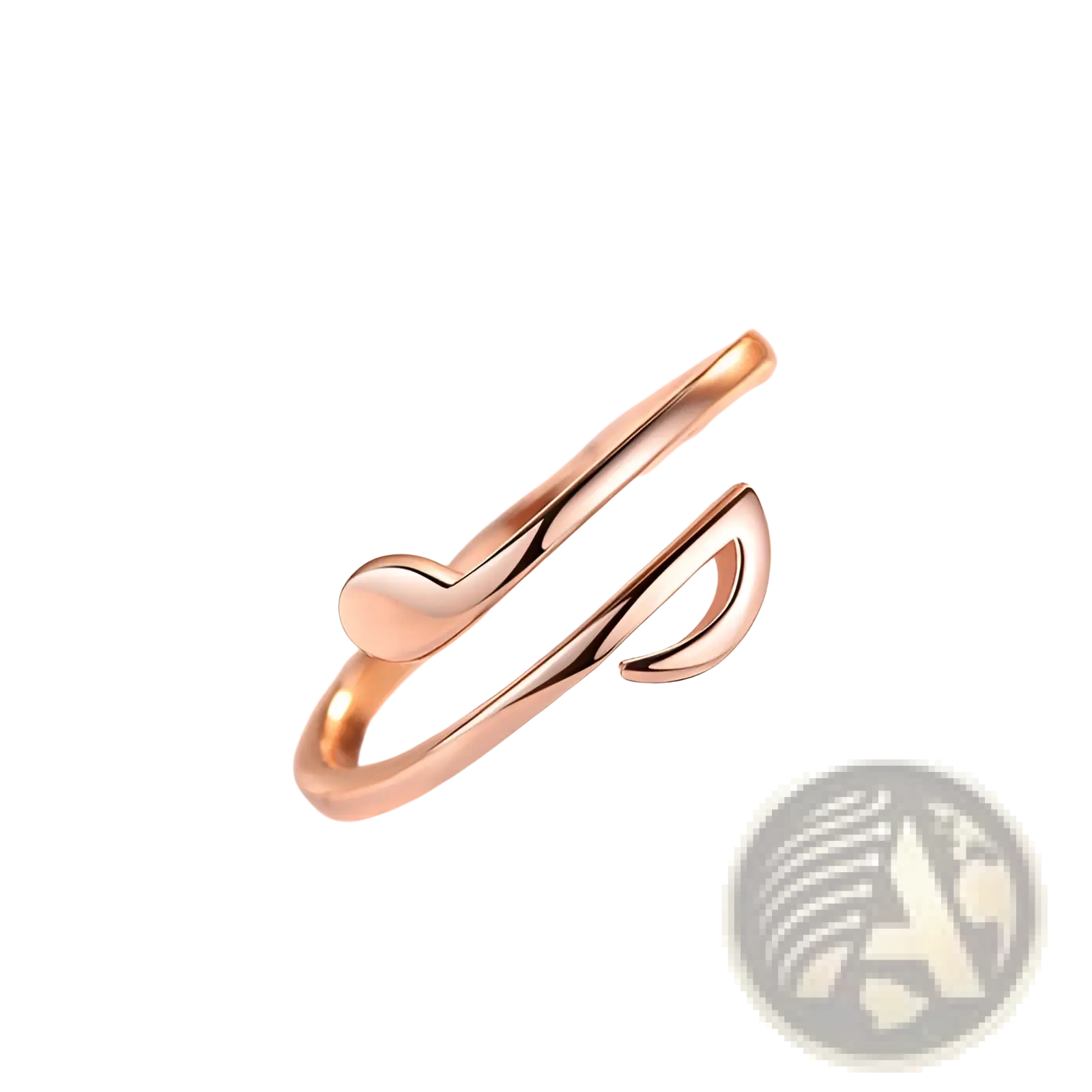 Adjustable minimalist music note ring in rose gold with a sleek, smooth metallic finish and modern design
