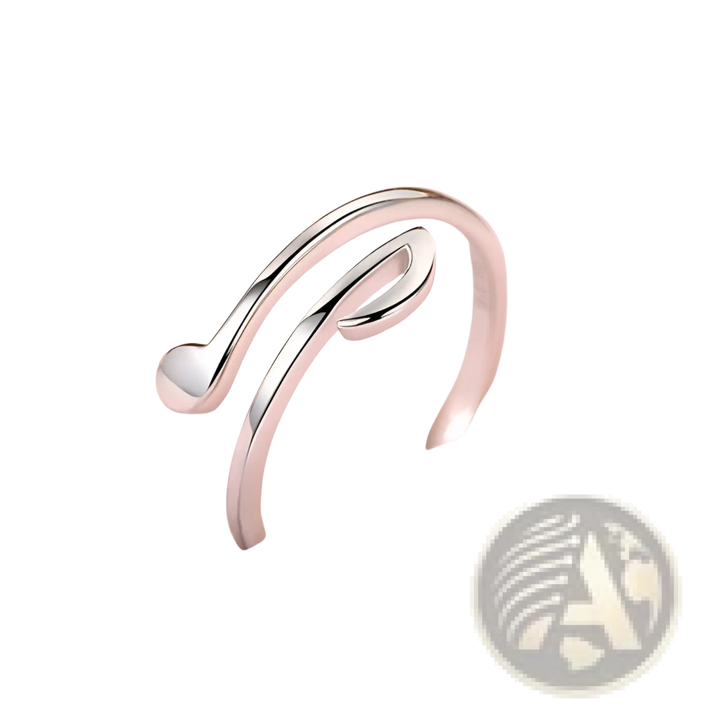 Silver minimalist music note ring with polished finish adjustable design from rose gold music note and heart rings collection