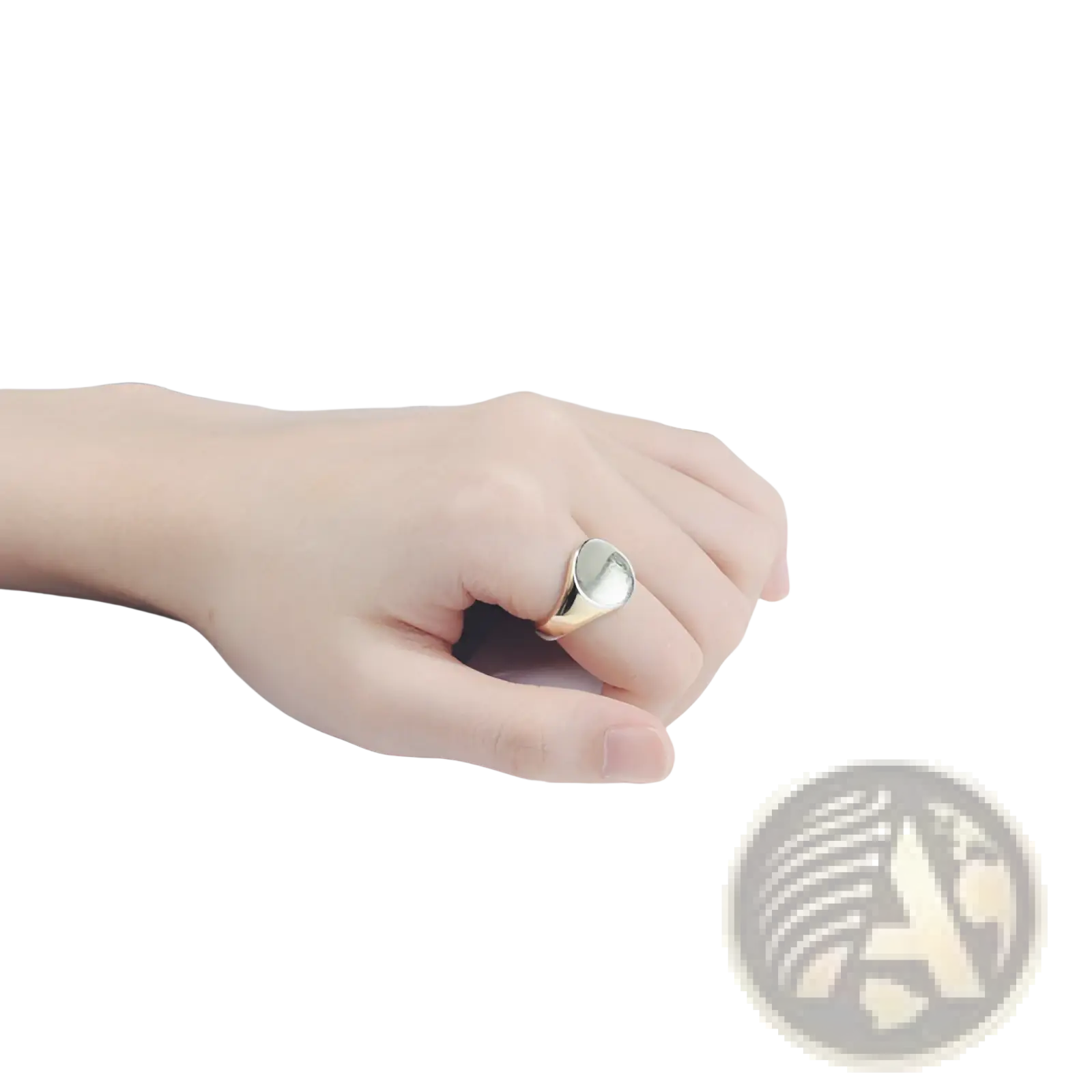 A sleek silver adjustable oval minimalist signet ring with a smooth face and polished metal band