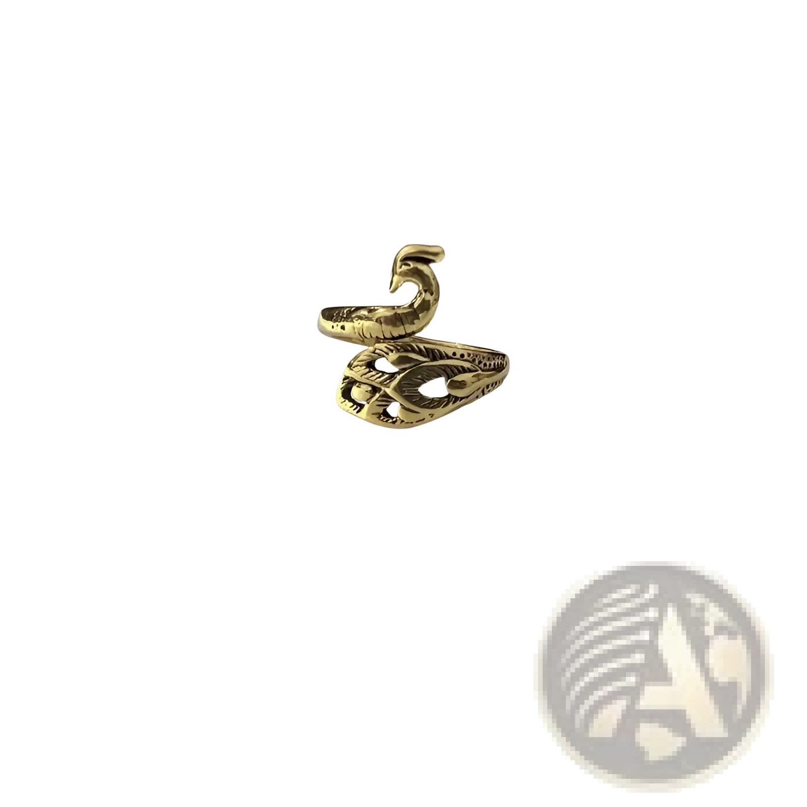 Gold-toned snake-shaped adjustable ring with intricate engraved details and sleek open design for crochet tension