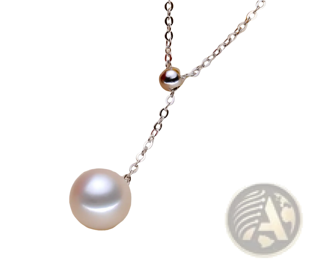 Adjustable pearl lariat necklace in silver featuring a delicate chain with a single lustrous white pearl pendant