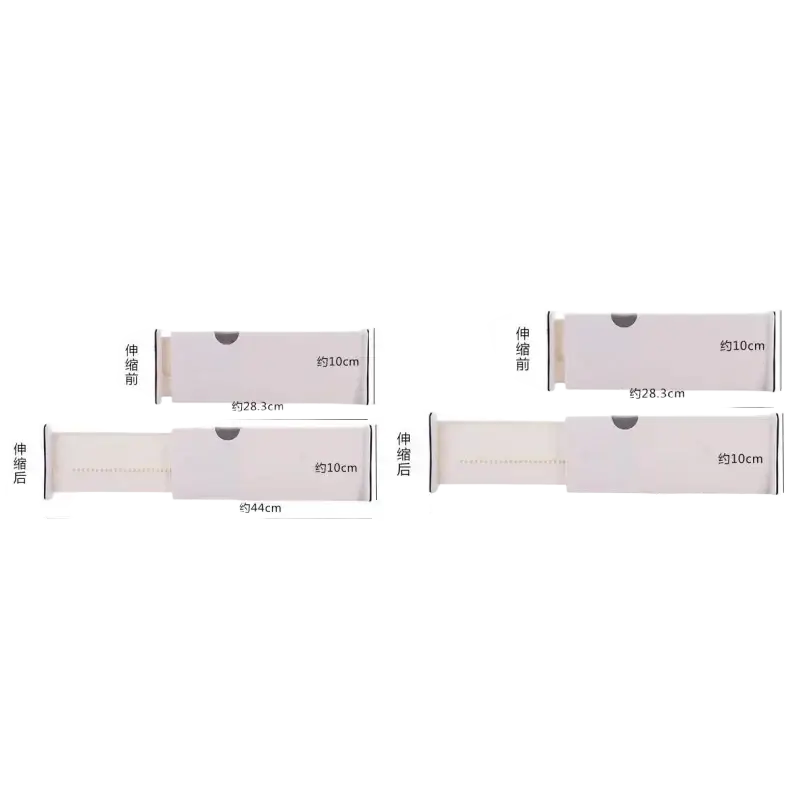 Adjustable plastic drawer divider in white with sleek sliding mechanism and minimalist design for compact storage organization