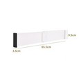 White plastic wall-mounted adjustable drawer organizer divider with black adhesive strip and free-combination design