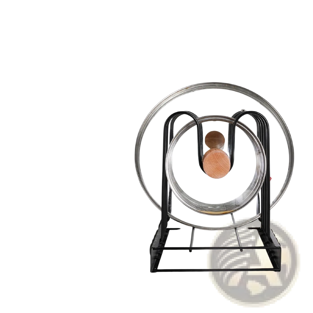 Black metal u-shaped adjustable pot rack and pan organizer with sleek modern design for kitchen storage
