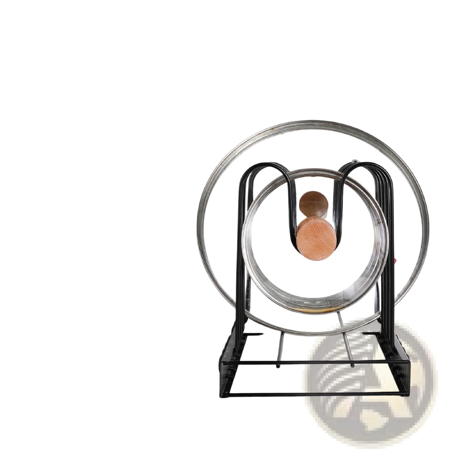 Black metal u-shaped adjustable pot rack and pan organizer with sleek modern design for kitchen storage
