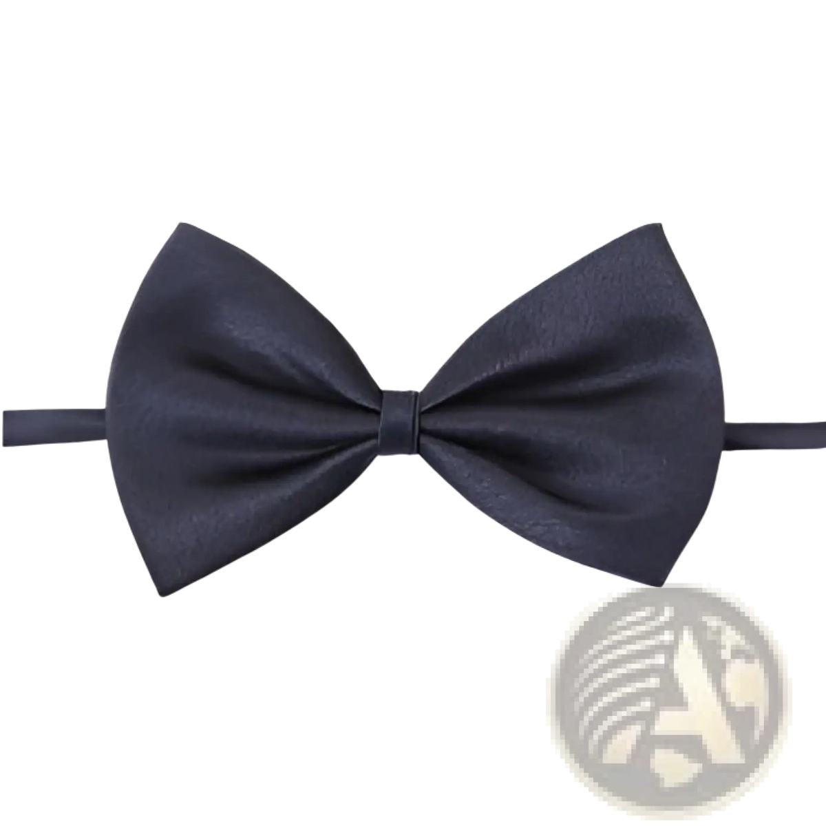 Adjustable black satin pet bow tie for dogs and cats with smooth glossy finish and neatly tied knot
