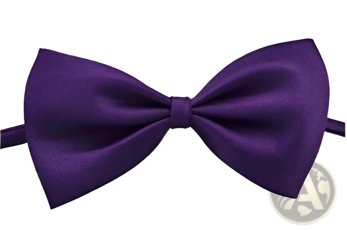A sleek solid purple adjustable satin bow tie with a smooth finish for dogs and cats