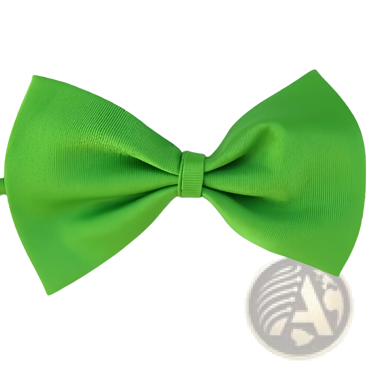 Adjustable satin pet bow tie for dogs and cats in bright green with smooth textured fabric and neatly stitched edges