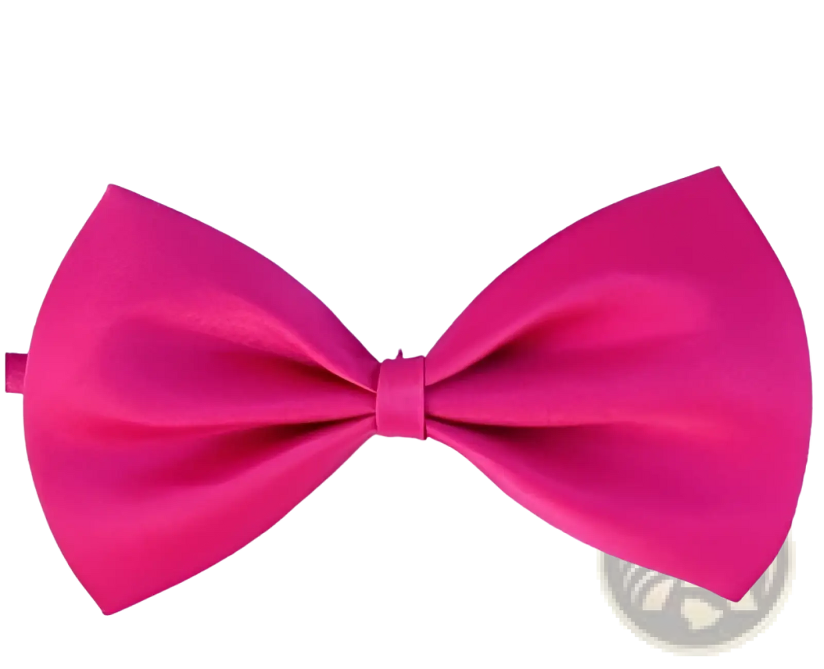 Adjustable fuchsia satin pet bow tie with smooth glossy finish and neatly stitched edges for dogs and cats