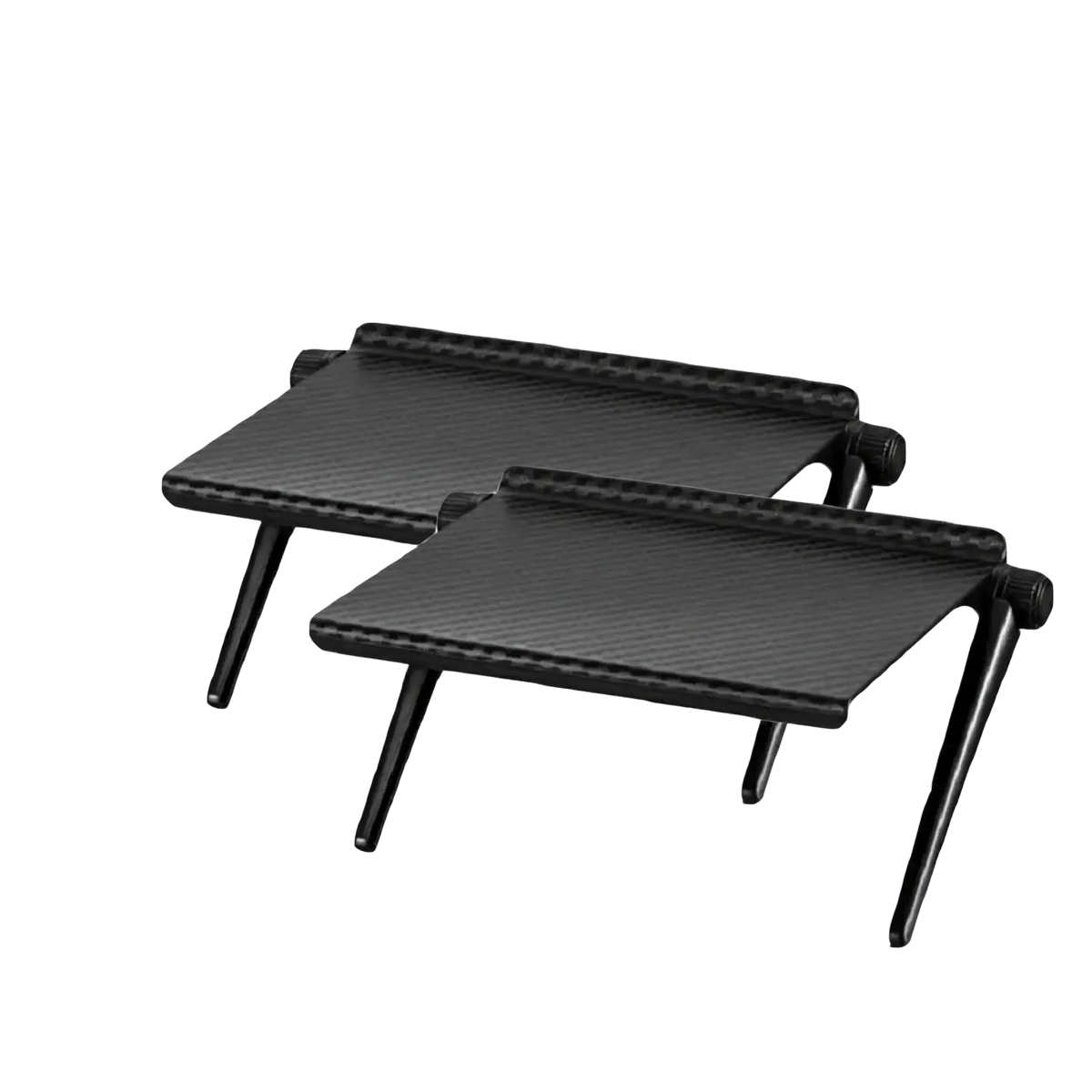 Black carbon fiber-textured foldable tablet stands 2 pieces for adjustable screen top storage shelf monitor stand