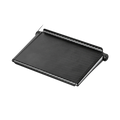 Adjustable screen top storage shelf monitor stand in black carbon fiber texture with adjustable height and side knobs
