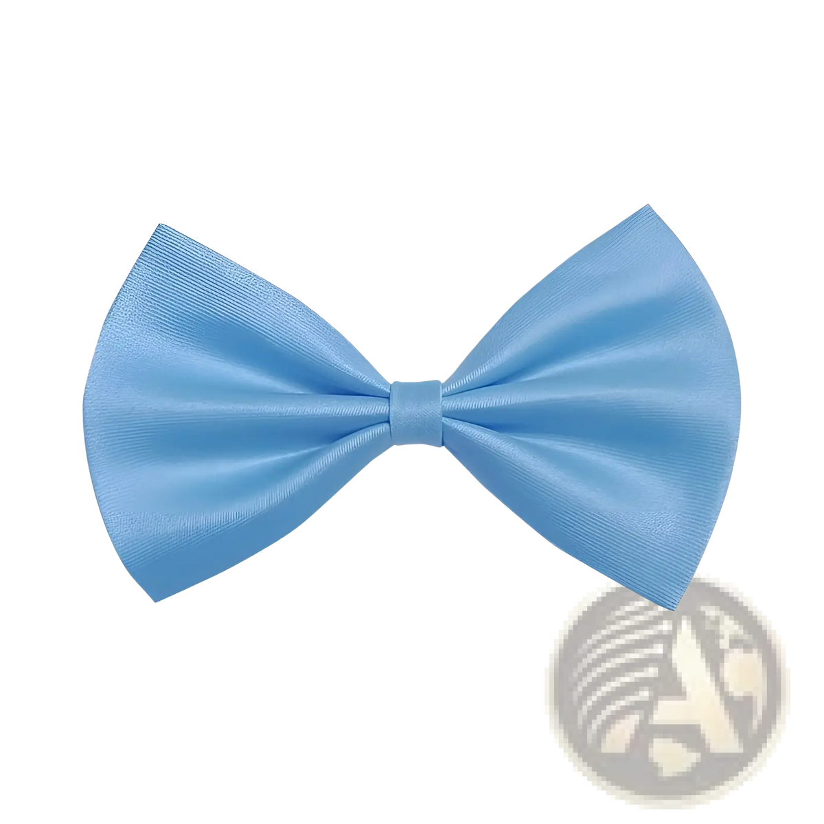 Adjustable solid color bow pet collar featuring a light blue satin bow tie with smooth glossy finish and symmetrical design