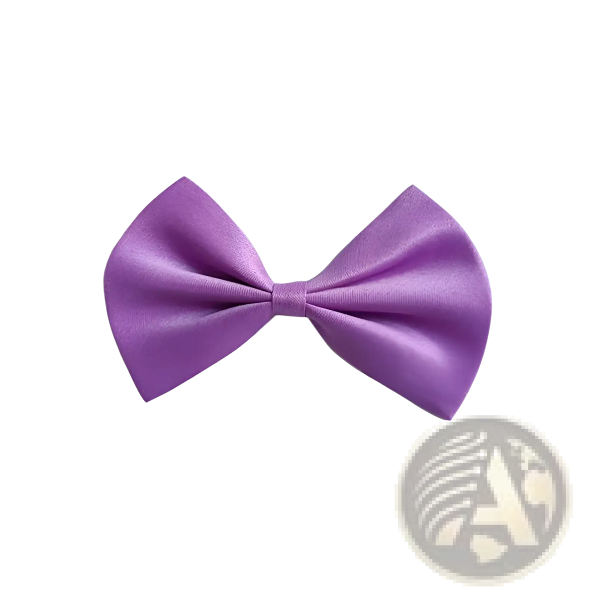 Adjustable solid color bow pet collar featuring a sleek purple satin bow tie with a smooth glossy finish and symmetrical design