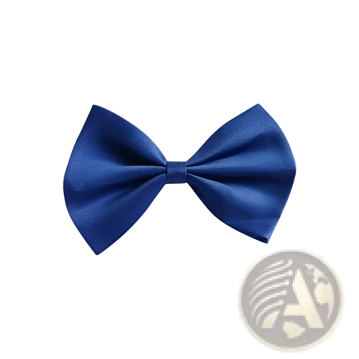 Adjustable solid color bow pet collar featuring a sleek royal blue satin bow tie with a smooth glossy finish