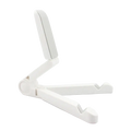 White foldable adjustable tablet stand made of durable material for phone and desk use