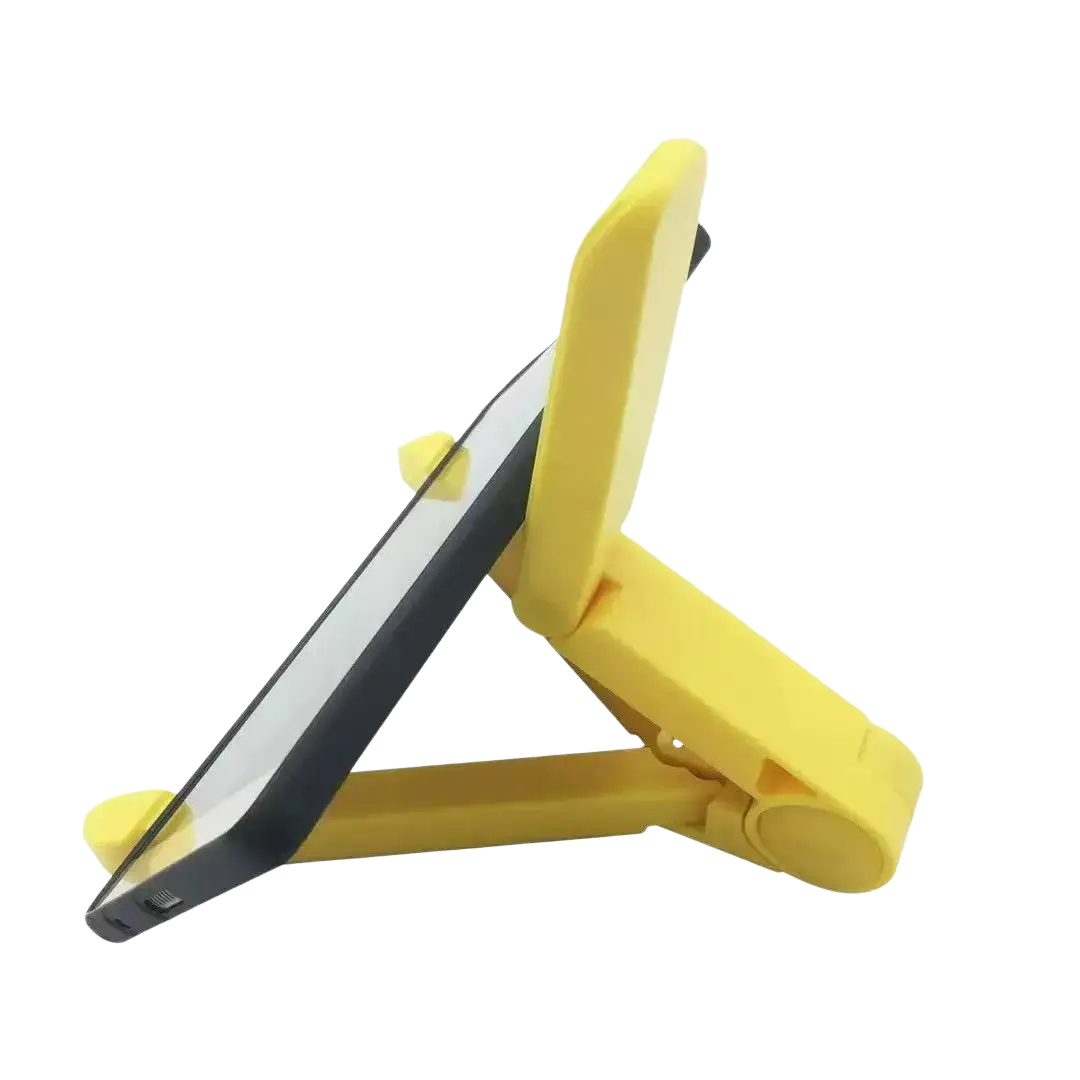 Yellow plastic foldable adjustable tablet stand holder for ipad air pro with adjustable angle for versatile use