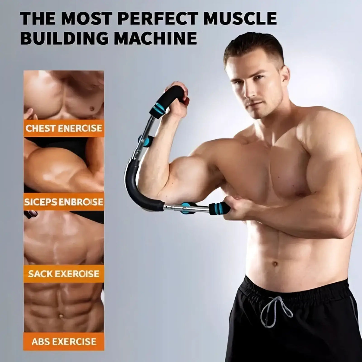 Adjustable twister arm and chest exerciser in black and teal with adjustable handles for multi muscle group training