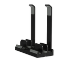 Adjustable vertical laptop stand and holder in black with dual-slot design and matte finish for sleek minimalist support