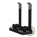 Adjustable vertical laptop stand and holder in black with dual-slot design and matte finish for sleek minimalist support
