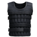 Black adjustable weight vest with sandwich mesh fabric, weight blocks, padded compartments, and adjustable straps for fitness