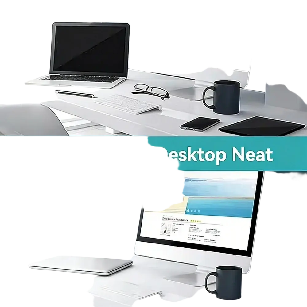 White minimalist laptop and tablet stand with adjustable width and sleek smooth surface for optimal opening size