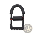 Adjustable wrist exerciser forearm strength trainer with black textured rubber handles and red stitching accents