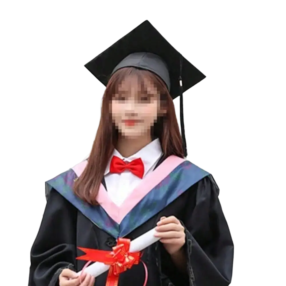 Adult black graduation cap with flat square top and tassel made of fabric for formal academic ceremonies