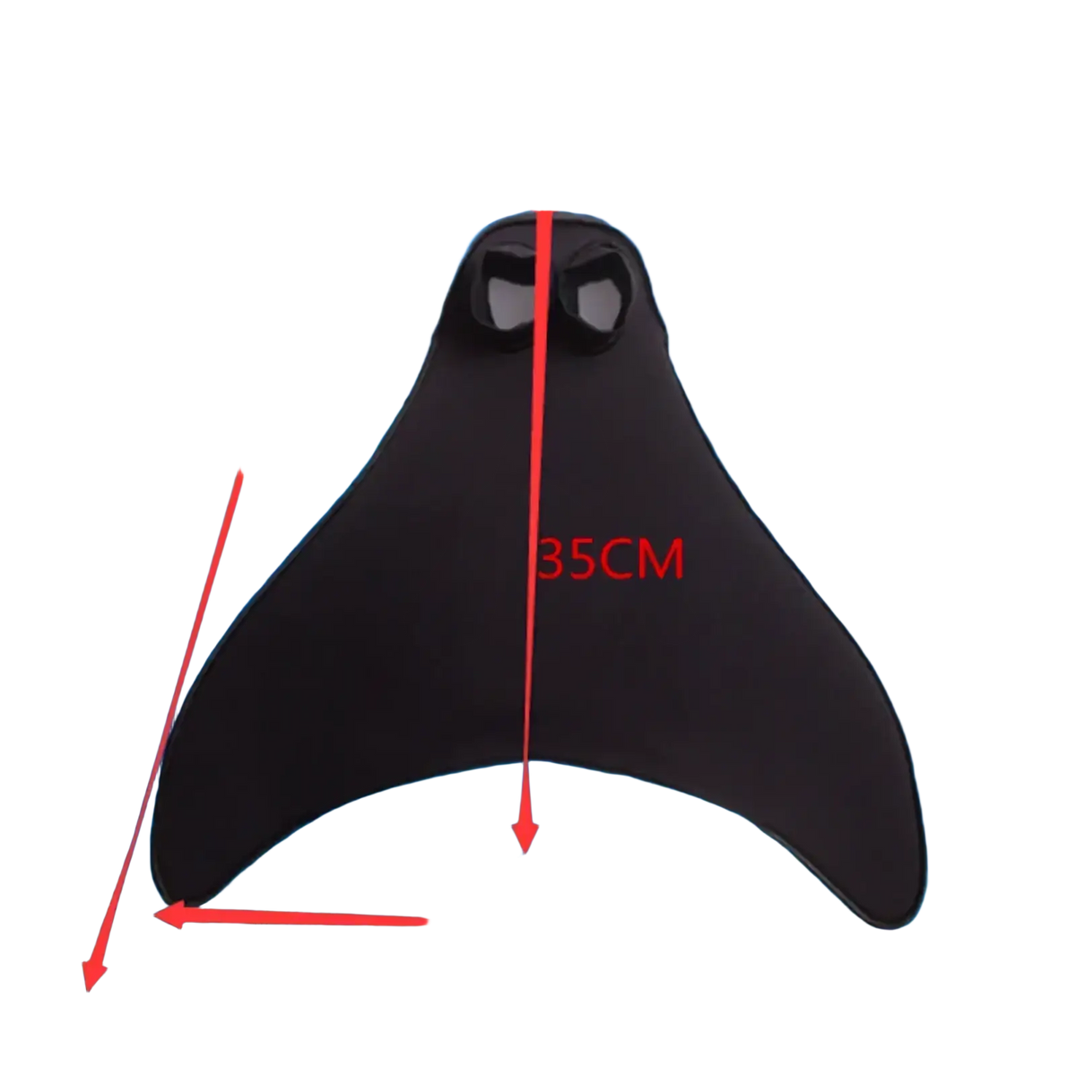 Black adult mermaid swim fin training flipper with wide streamlined design and eye-like cutouts for swimming practice