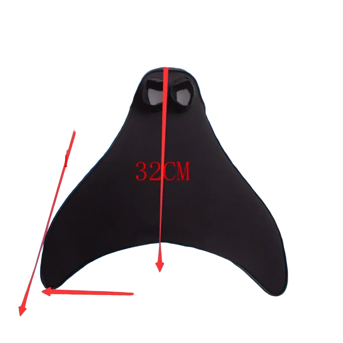 Black children’s swim fin with a playful cartoon face design in an adult mermaid swim fin training flipper style