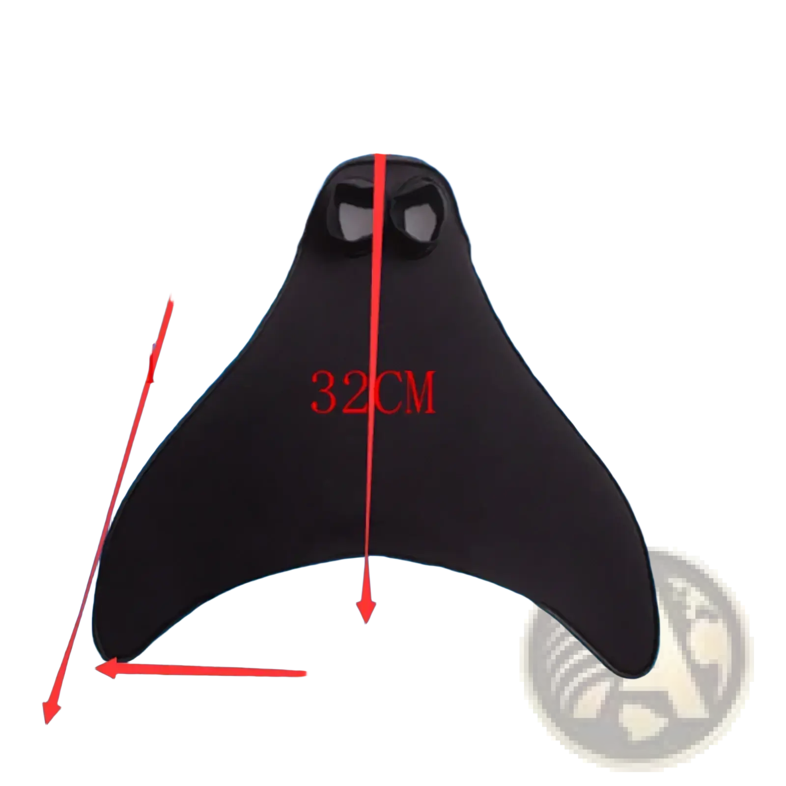 Black children’s swim fin with a playful cartoon face design in an adult mermaid swim fin training flipper style