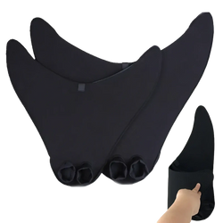 Black neoprene adult mermaid swim fin training flippers with sleek design and three circular foot pockets for secure fit