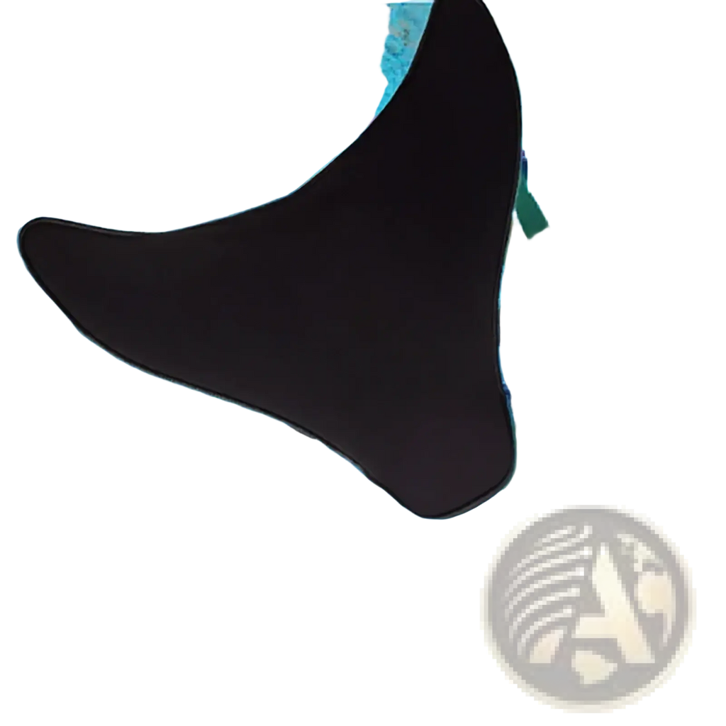 Black sleek adult mermaid swim fin training flipper made of smooth flexible material for efficient underwater propulsion