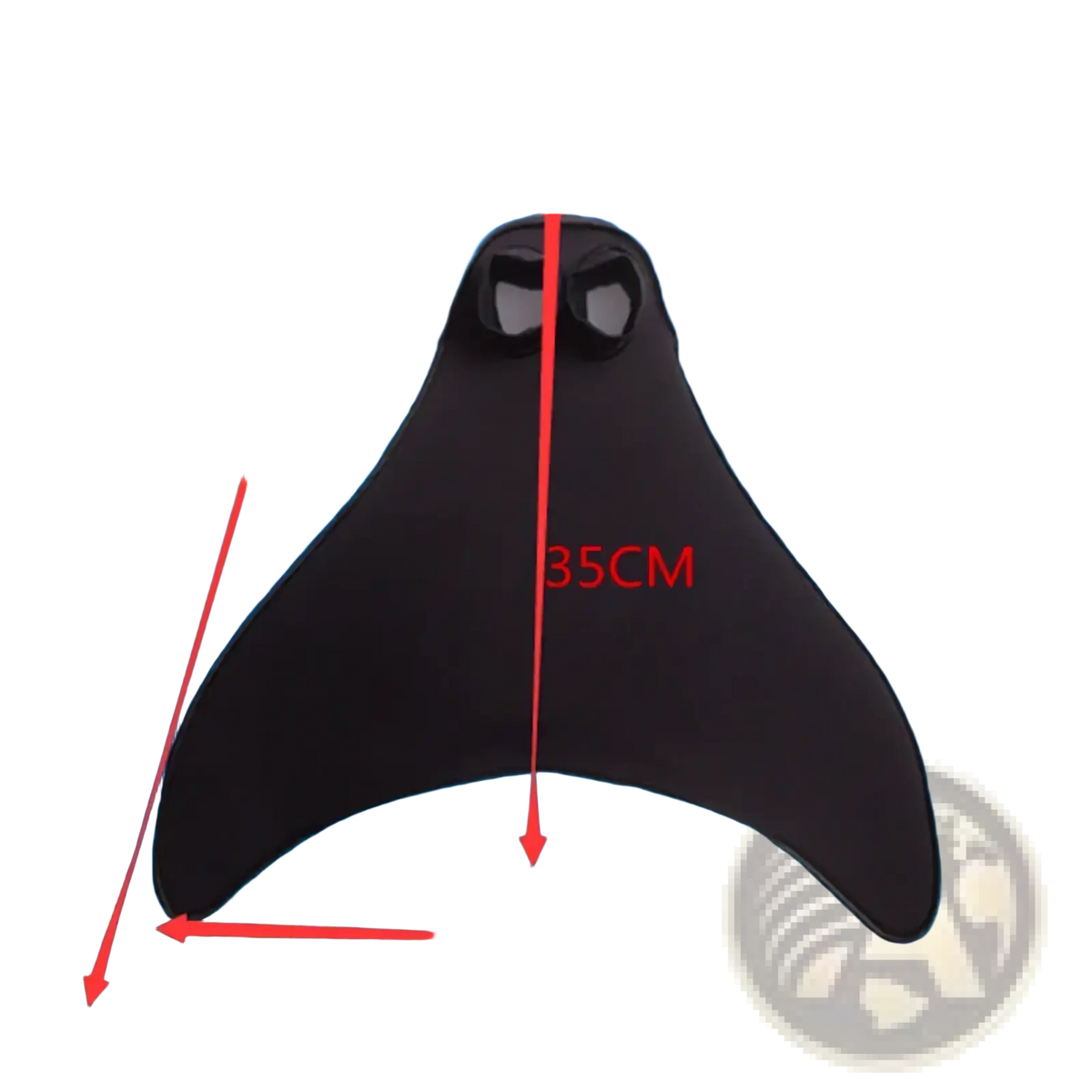 Black adult mermaid swim fin training flipper with wide streamlined design and eye-like cutouts for swimming practice