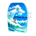 Adult swim kickboard Eva foam training float in blue with ocean wave design and white handle grips