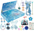 Blue snowflake-themed advent calendar box for girl diy jewelry hairpin set delivered randomly in holiday packaging