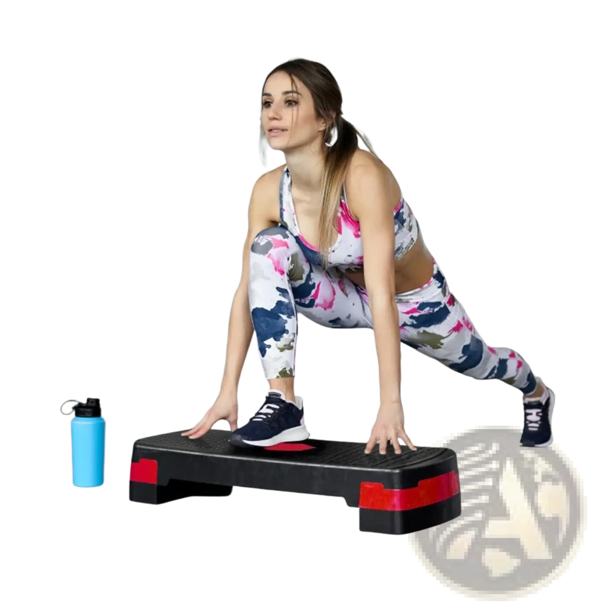 Black and red aerobic stepper platform with textured surface for home workout fitness and exercise routines