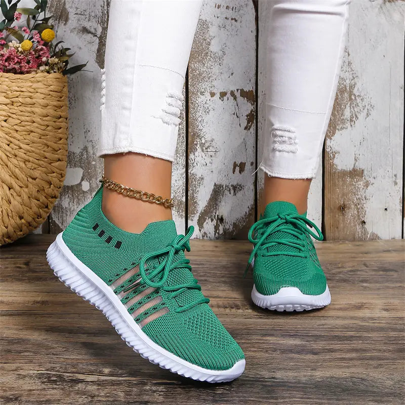 Breathable Mesh Lace-up Running Sneakers