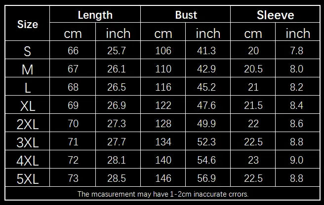 Size chart for waffle knit half zip short sleeve polo shirt showing measurements in centimeters and inches for sizes s through 5xl.