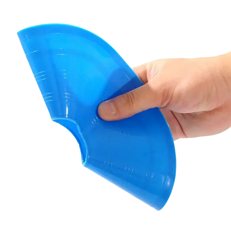 Bright blue glossy plastic elbow fitting featured in agility training cones set for kids sports 10 pack