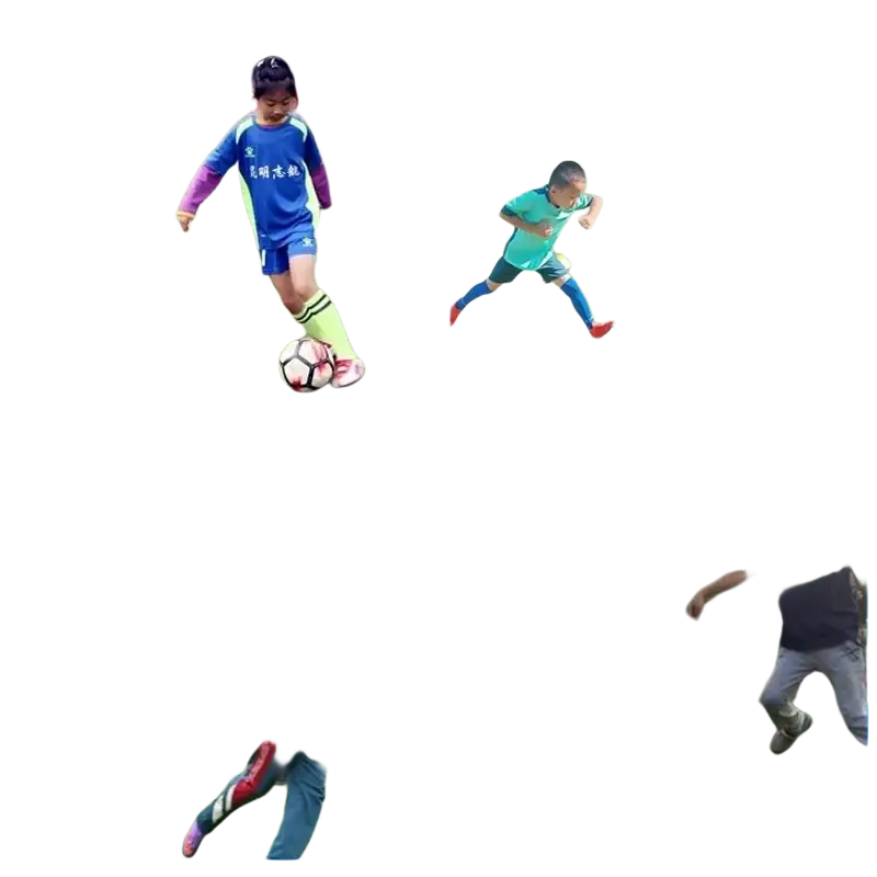 Children playing soccer on a grassy field using colorful plastic agility training cones set for kids sports 10 pack
