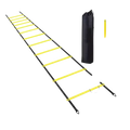 Yellow and black agility training equipment speed ladder with nylon straps and carrying bag for agility training